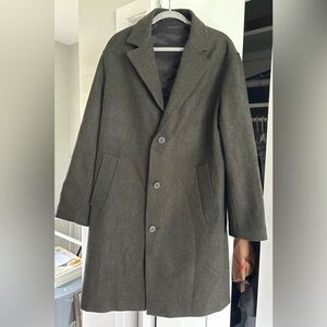 The Kooples Wool-Blend Overcoat | Khaki Green | Size L | BNWT $650 US Retail